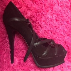 Never worn Suede black YSL heel